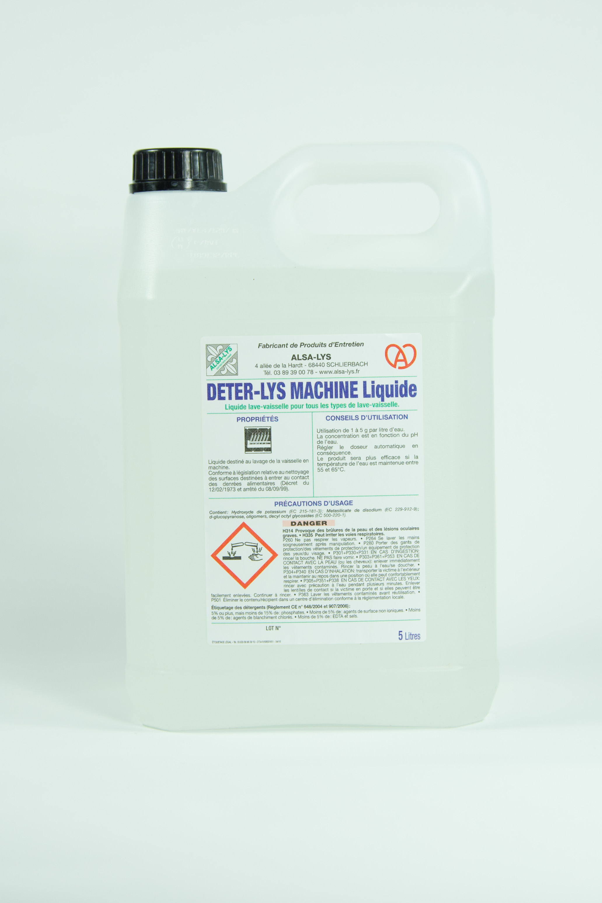 Liquide de nettoyage pour lave vaisselle : Deter Lys machine liquide, 5  Litres